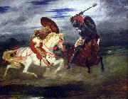 Eugene Delacroix Combat de chevaliers dans la campagne.